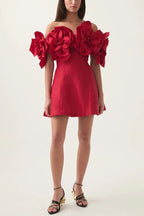 Chabela Flower Off-Shoulder Mini Dress - View 6 | TEVQA