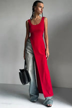 Diagonal Hem Maxi Knit Top - View 13 | TEVQA