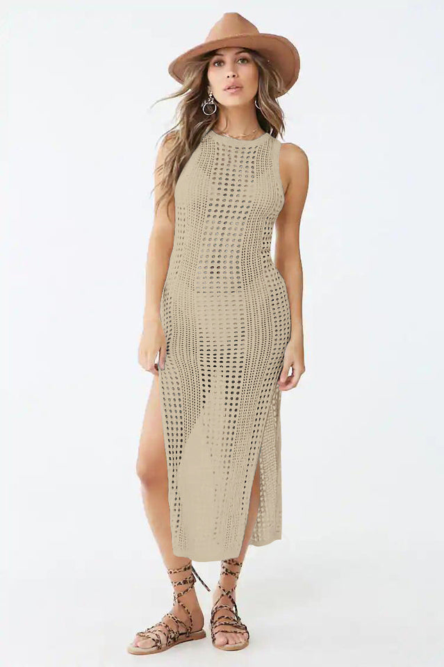 Knitted Cutout Split Beach Cover Up Dress | Dress In Beauty