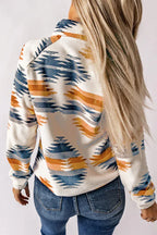 Western Aztec Print Fleece Jacket - TEVQA