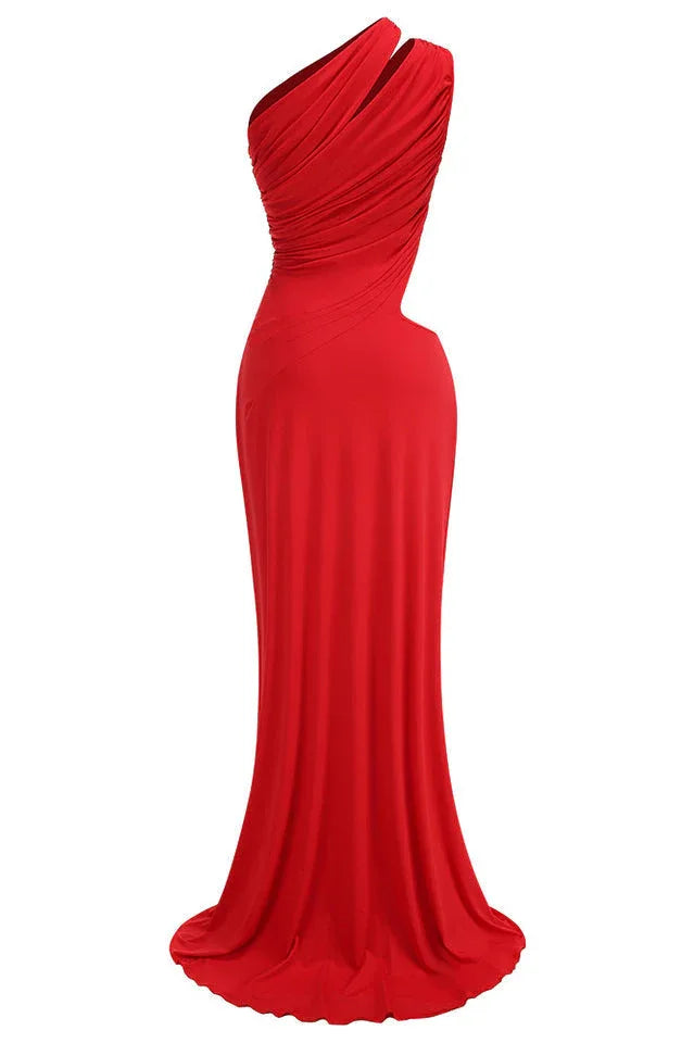 One Shoulder Ruched Cut Out Maxi Dress - View 9 | TEVQA