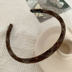 Classic Plaid Slim Padded Headband - 0.6 Inch Lightweight Academia Style