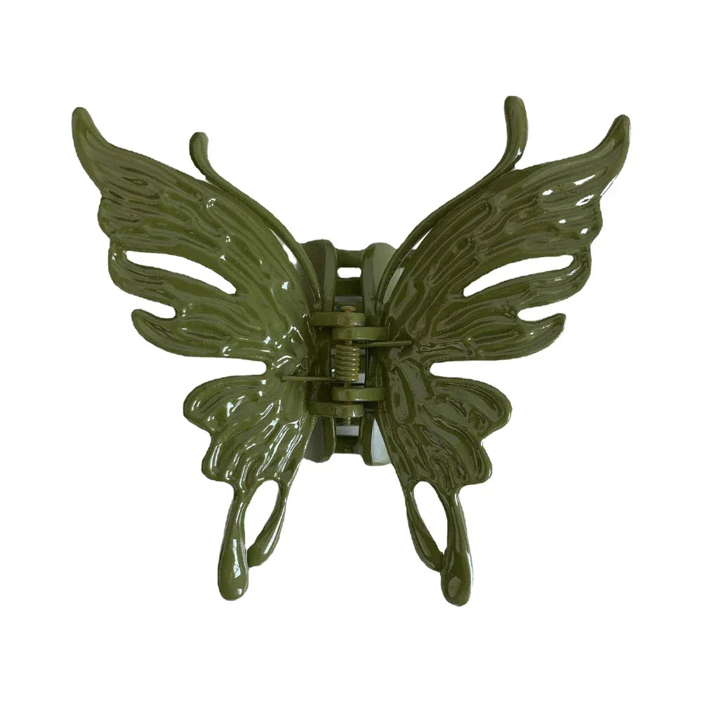 green butterfly hair claw