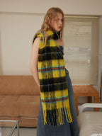 Acubi Style Blue & Teal Plaid Scarf