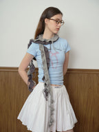 Wool Blend Spiral Ruffle Skinny Scarf
