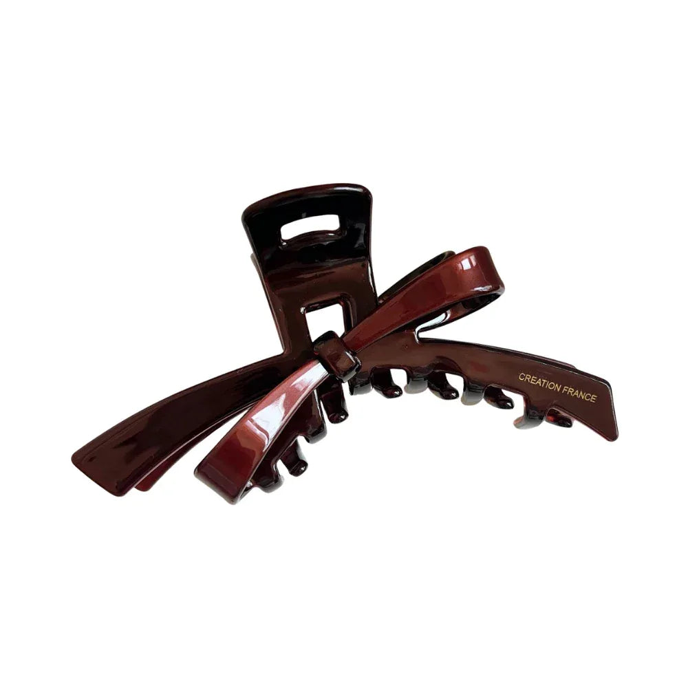 Brown marbled bow claw hair clip