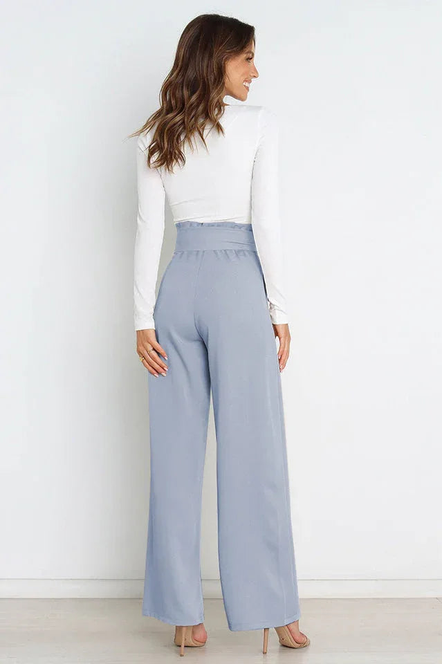 High Waist Belted Wide Leg Pants - View 30 | TEVQA