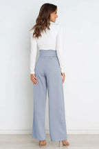 High Waist Belted Wide Leg Pants - View 30 | TEVQA