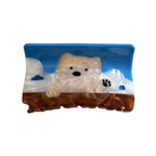 Whimsical Dog Storybook Acetate Hair Claw Clip - 3.3 Inch Scenic Accessory - TEVQA