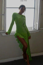 Metallic Knit Fit and Flare Dress - View 6 | TEVQA