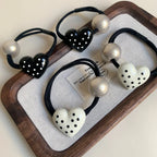 Polka Dot Heart and Pearl Hair Tie - View 7 | TEVQA