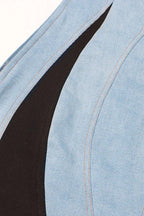 Bi-Material Spiral Denim Dress - TEVQA
