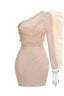 One Shoulder Rhinestone Bracelet Cocktail Dress - View 7 | TEVQA