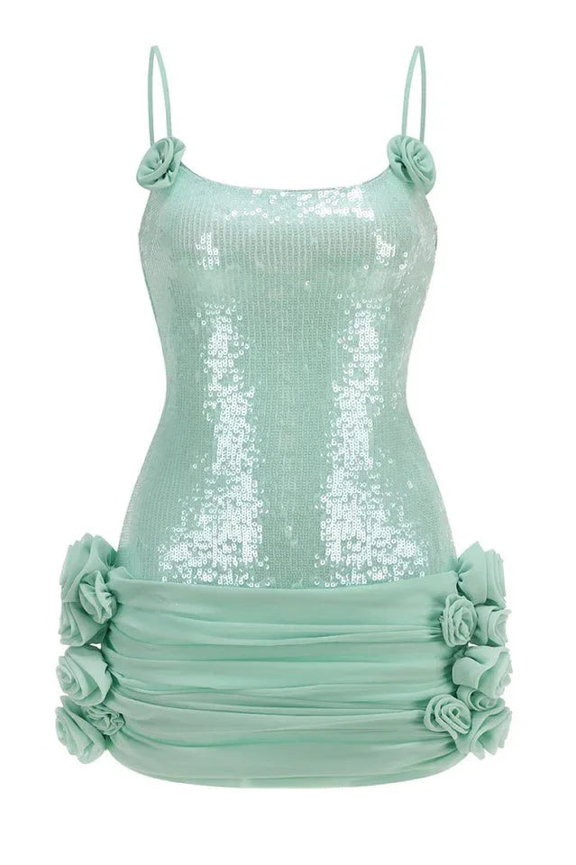 Sequin floral draped corset dress - View 8 | TEVQA
