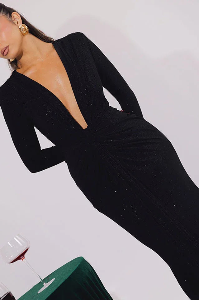 Sparkly long sleeve maxi dress - View 9 | TEVQA