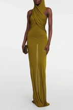 Ruched Maxi Dress with Headscarf - View 9 | TEVQA