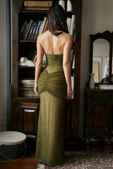 Strapless Ruched Sparkly Maxi Dress | Dress In Beauty