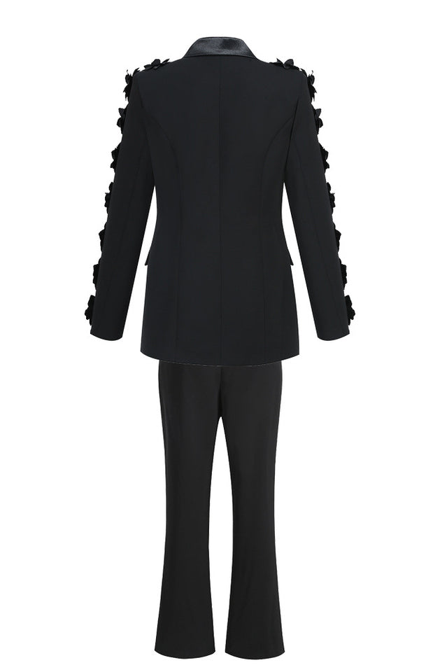 Leonie Flower Embellished Black Blazer | Dress In Beauty