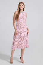 Ariana Floral Lace Sleeveless Midi Dress - TEVQA