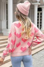 Textured Heart Knit Sweater - View 6 | TEVQA