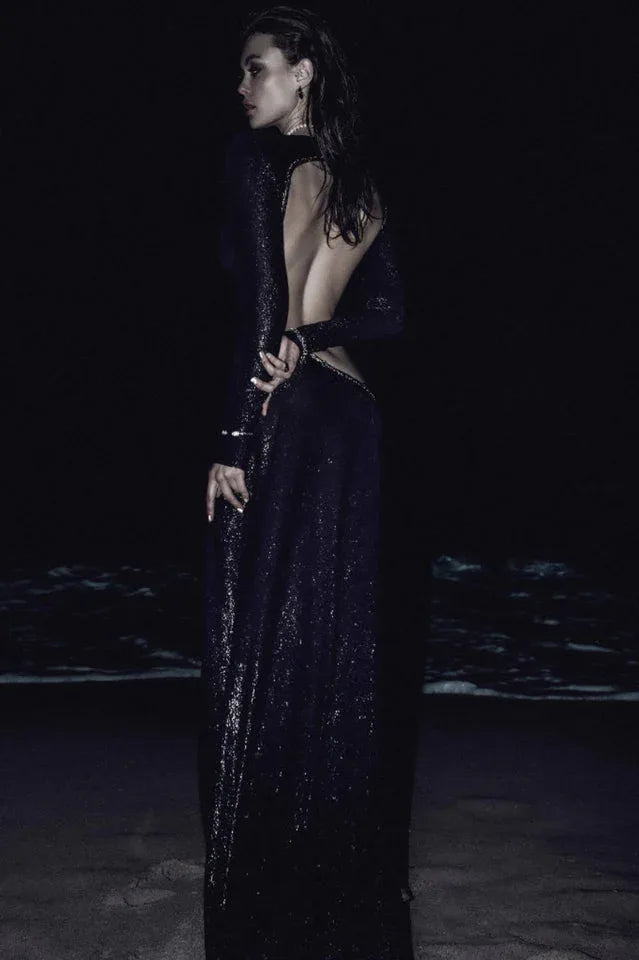Cut Out Backless Gown - TEVQA