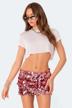 Sequin mini skirt with high waist and zipper closure - View 12 | TEVQA