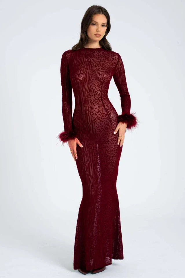Leopard Burnout Velvet Maxi Dress Secondary image