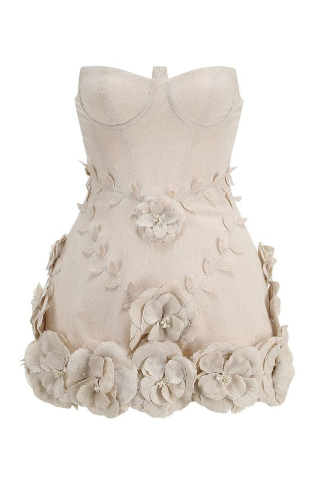 Bice Nude Strapless Bustier Flower Dress | Dress In Beauty