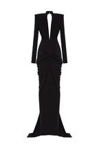 Embellished V-Neck Draped Gown - View 9 | TEVQA