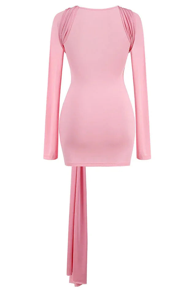 Asymmetrical Neckline Mini Dress - View 9 | TEVQA