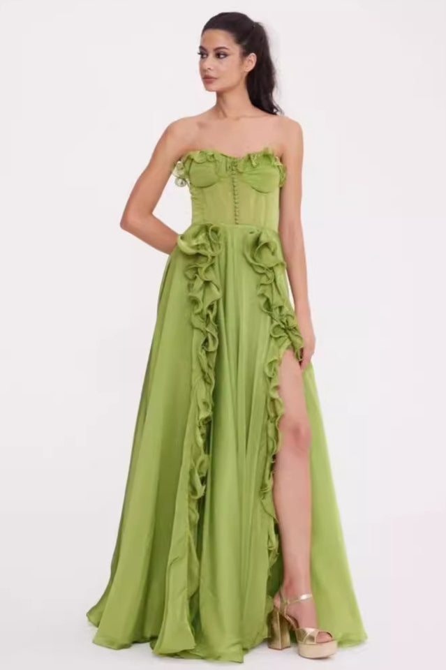 Colombine Strapless Ruffle Maxi Dress | Dress In Beauty