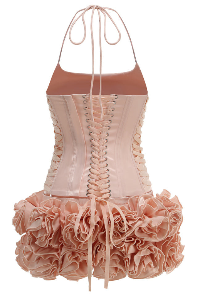 Arifah Floral Halter Neck Corset Skirt Set | Dress In Beauty