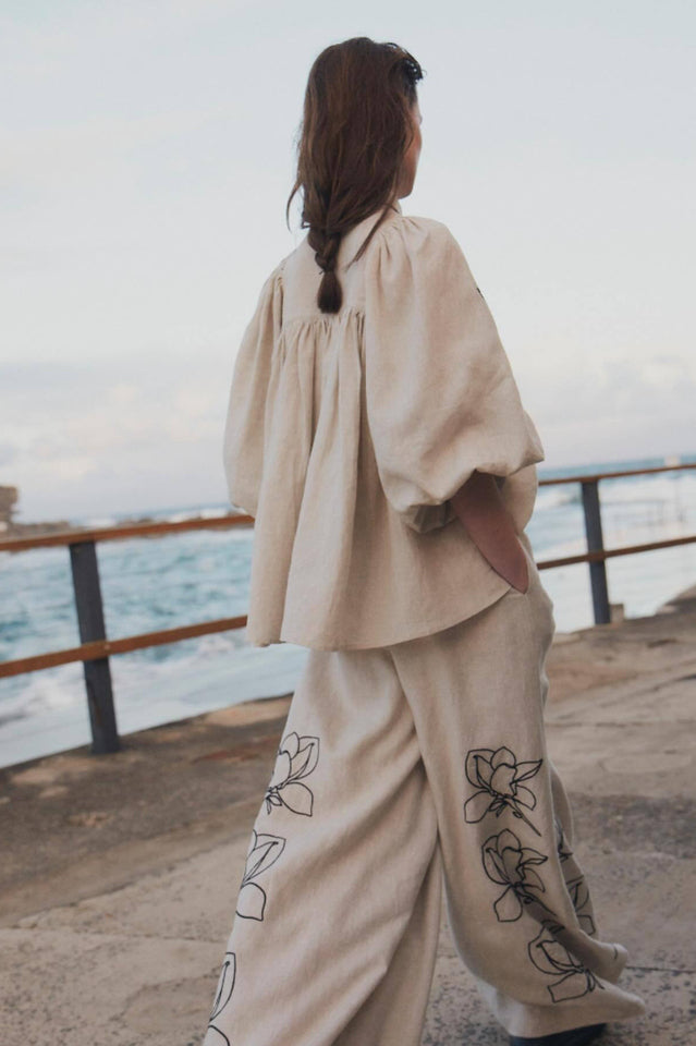 Lola Linen Embroidery Shirt + Pants Set | Dress In Beauty