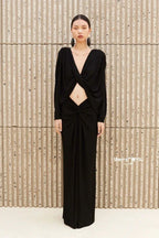 Black cropped top and skirt set - View 8 | TEVQA