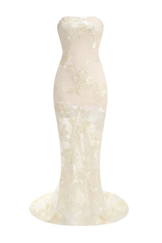Strapless floral maxi dress - View 9 | TEVQA