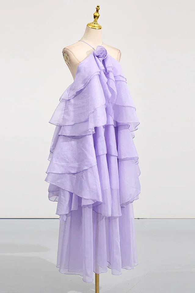 Halterneck Tiered Ruffle Maxi Dress - View 13 | TEVQA