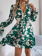 Floral Tie-Front Mini Dress - View 9 | TEVQA