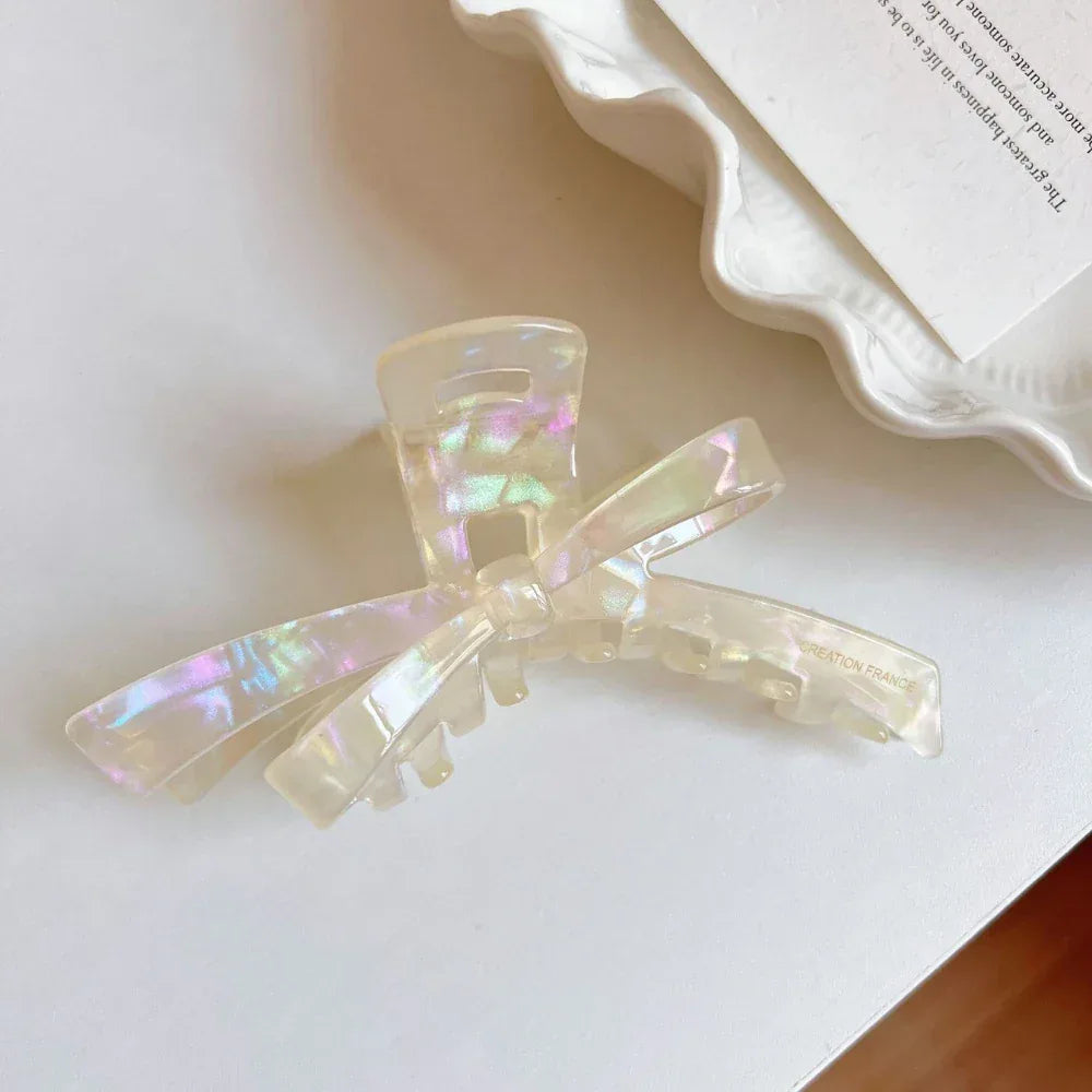 Sculptural Bow Acetate Hair Claw Clip - View 6 | TEVQA