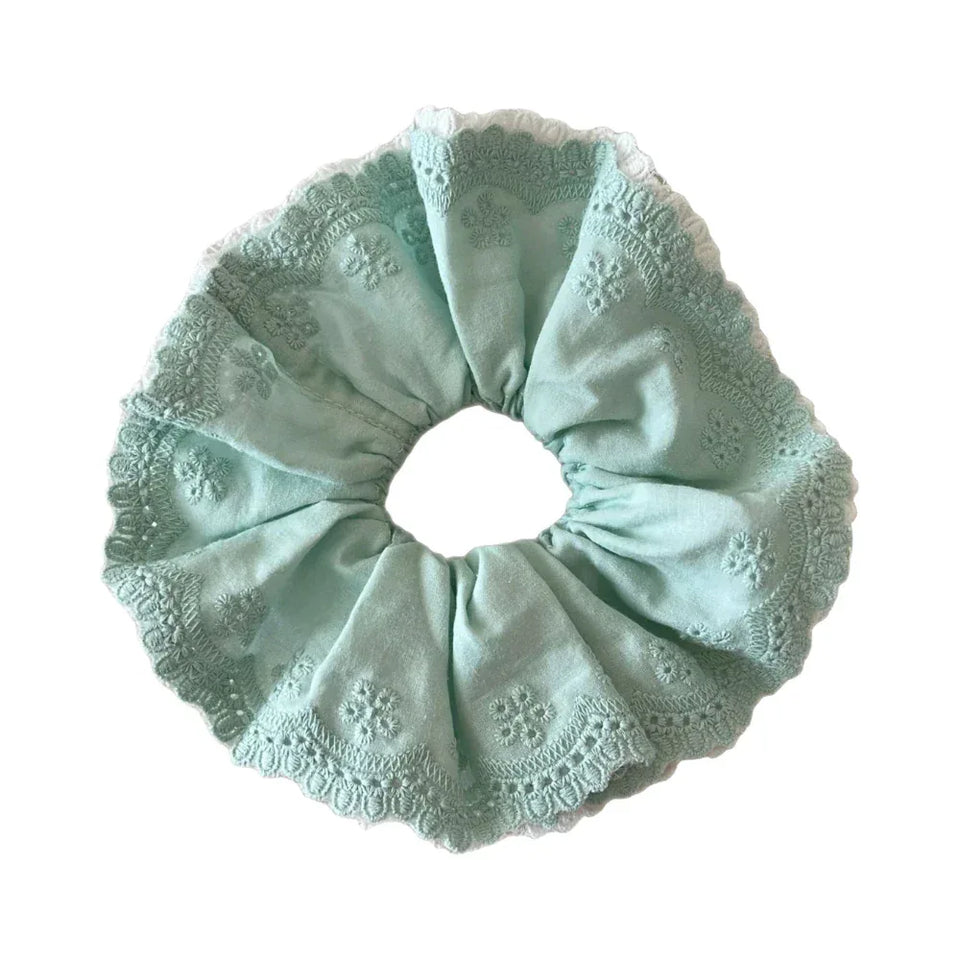 Oversized Lace & Eyelet Scrunchie (6.3 Inch) - TEVQA Main image