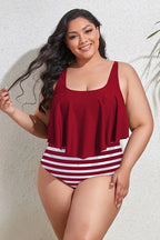 Floral high waist bikini set with ruffled overlay and adjustable straps - View 21 | TEVQA