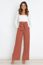 Belted wide leg crepe trousers - View 66 | TEVQA