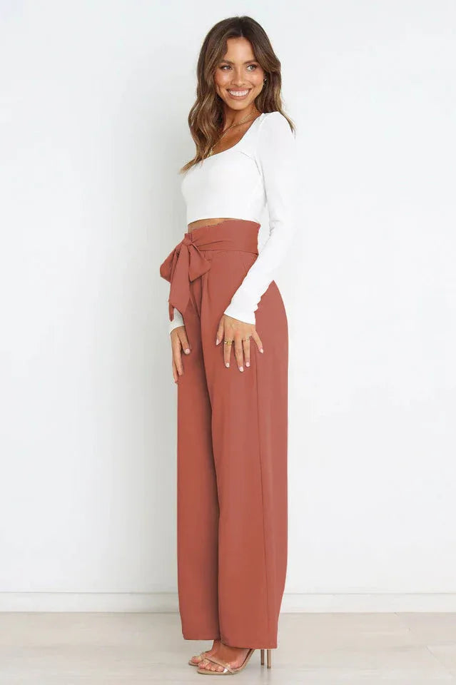 High Waist Belted Wide Leg Pants - View 35 | TEVQA