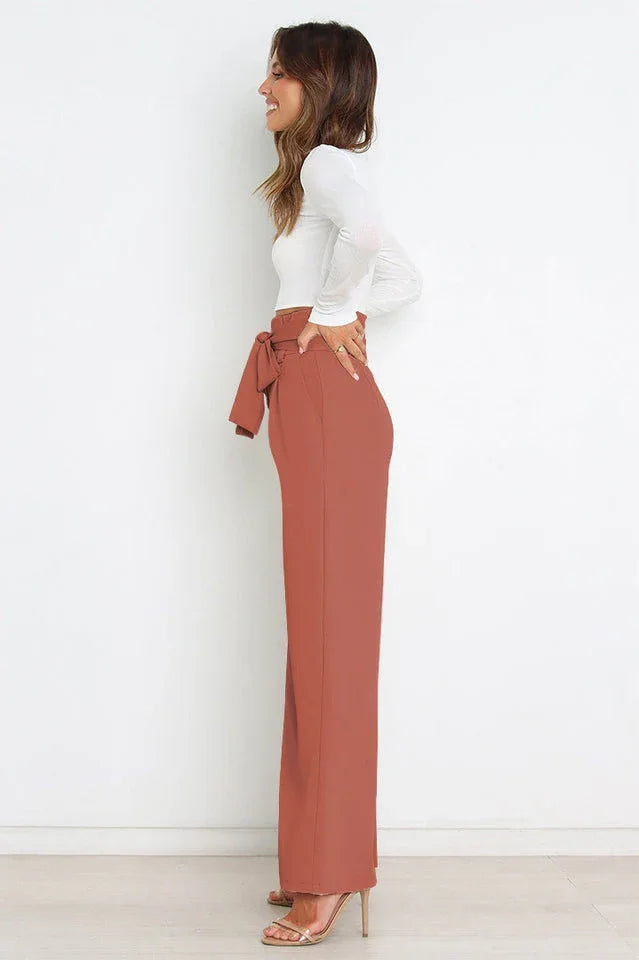 High Waist Belted Wide Leg Pants - View 36 | TEVQA