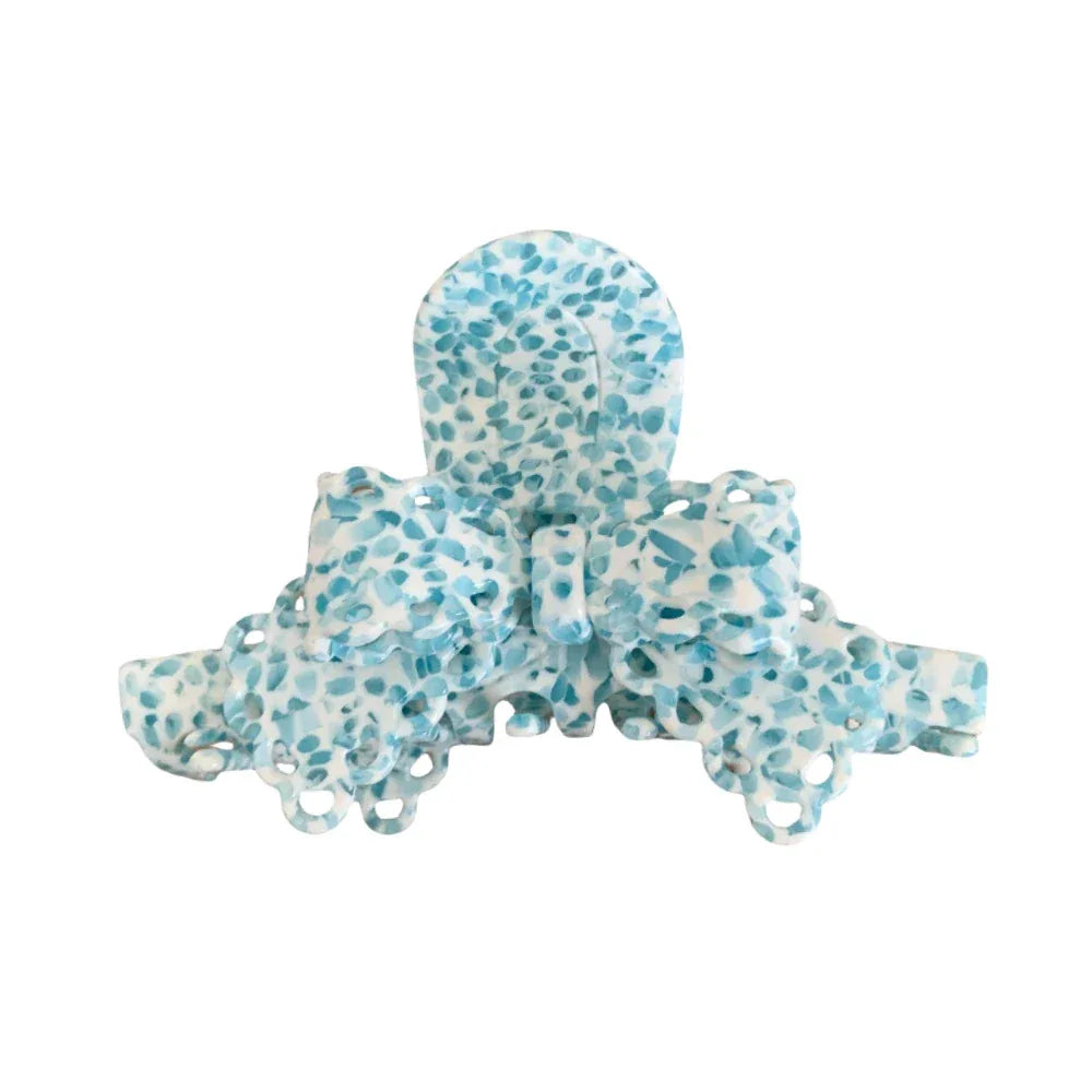 Textured Lace Bow Acetate Hair Claw (3.7 Inch) - TEVQA