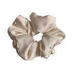 Cream satin scrunchie with pearl details