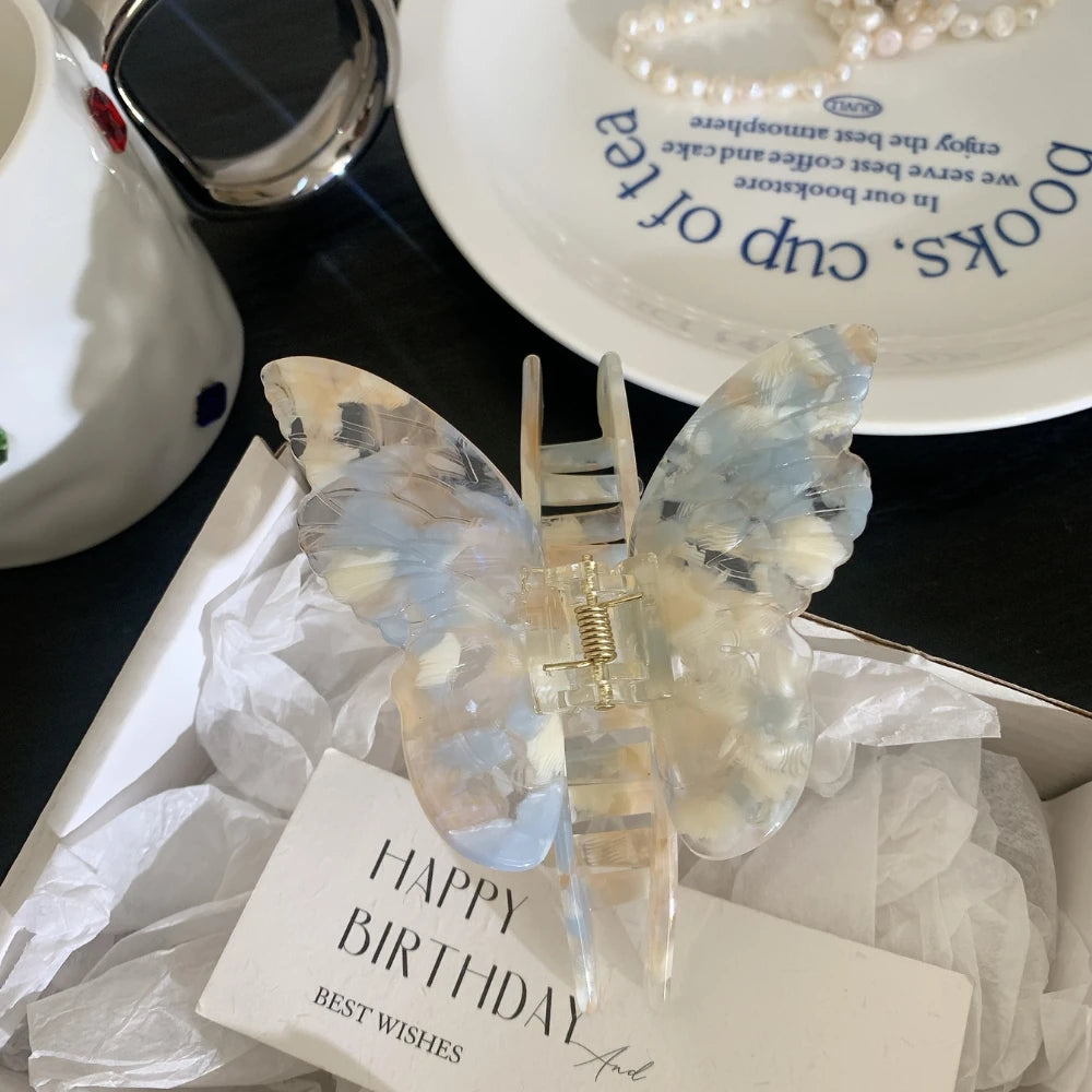 Ethereal Butterfly Acetate Hair Claw Clip - 4 Inch Fairycore Wing Clip