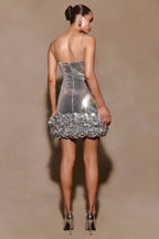 Sequin Flower Mini Dress - View 7 | TEVQA