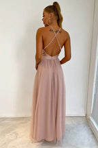 Sequin Tulle Evening Gown - View 9 | TEVQA