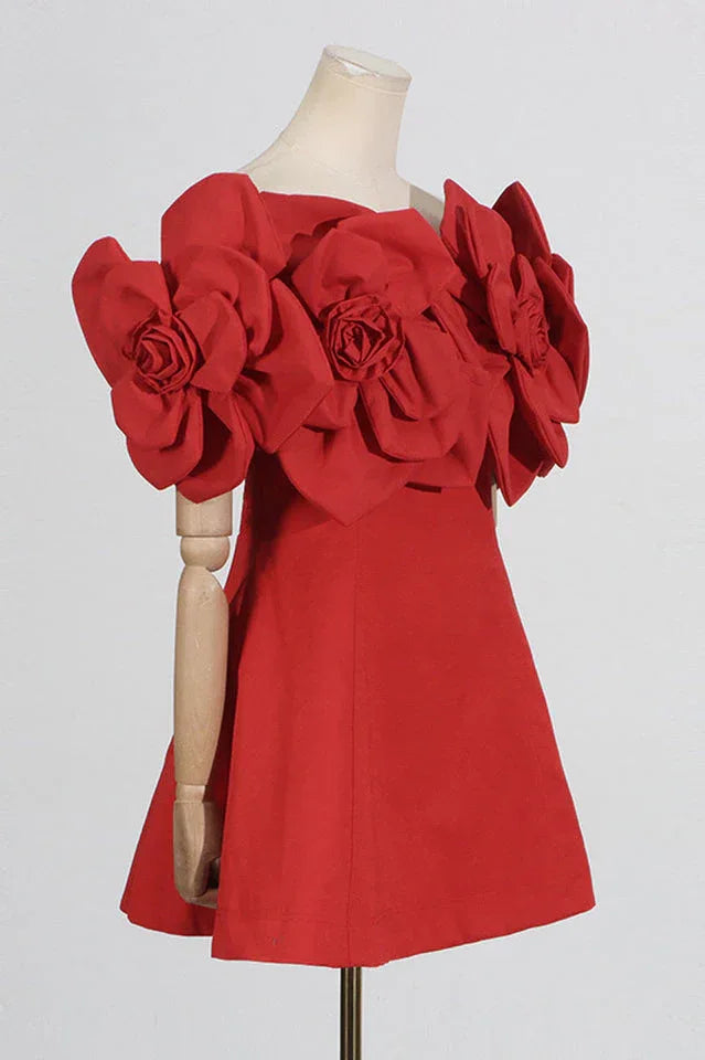 Chabela Flower Off-Shoulder Mini Dress - View 8 | TEVQA