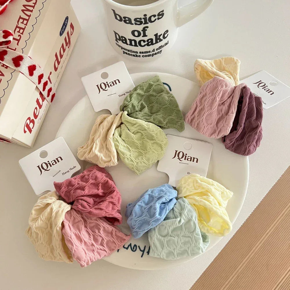 Wide Crinkled Fabric Scrunchie - Gentle Snag-Free Hair Tie - TEVQA